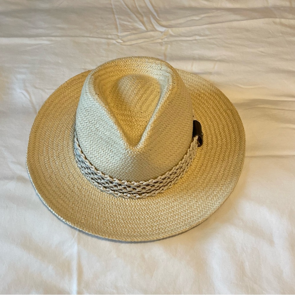 Rag & bone Packable Net Band Straw Fedora Hat Size Medium - Picture 6 of 9